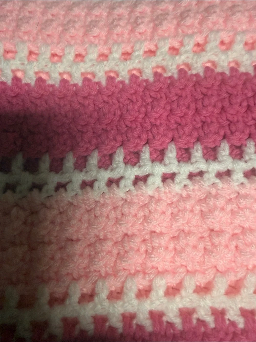 Striped Pink Crochet Throw Blanket — Light & Hot Pink